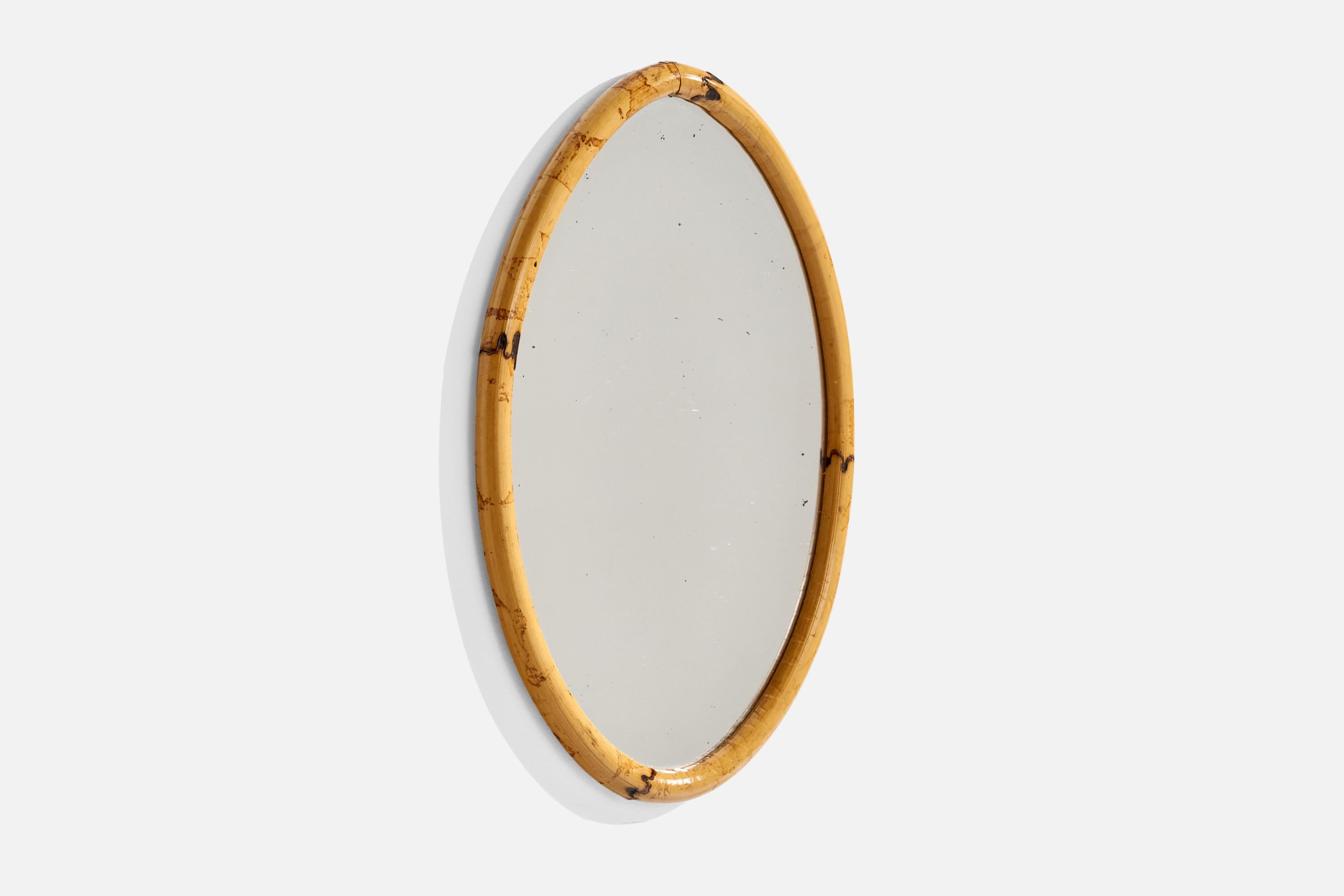 Mid-Century Modern French Designer, Wall Mirror, Bamboo, France, 1950s For Sale