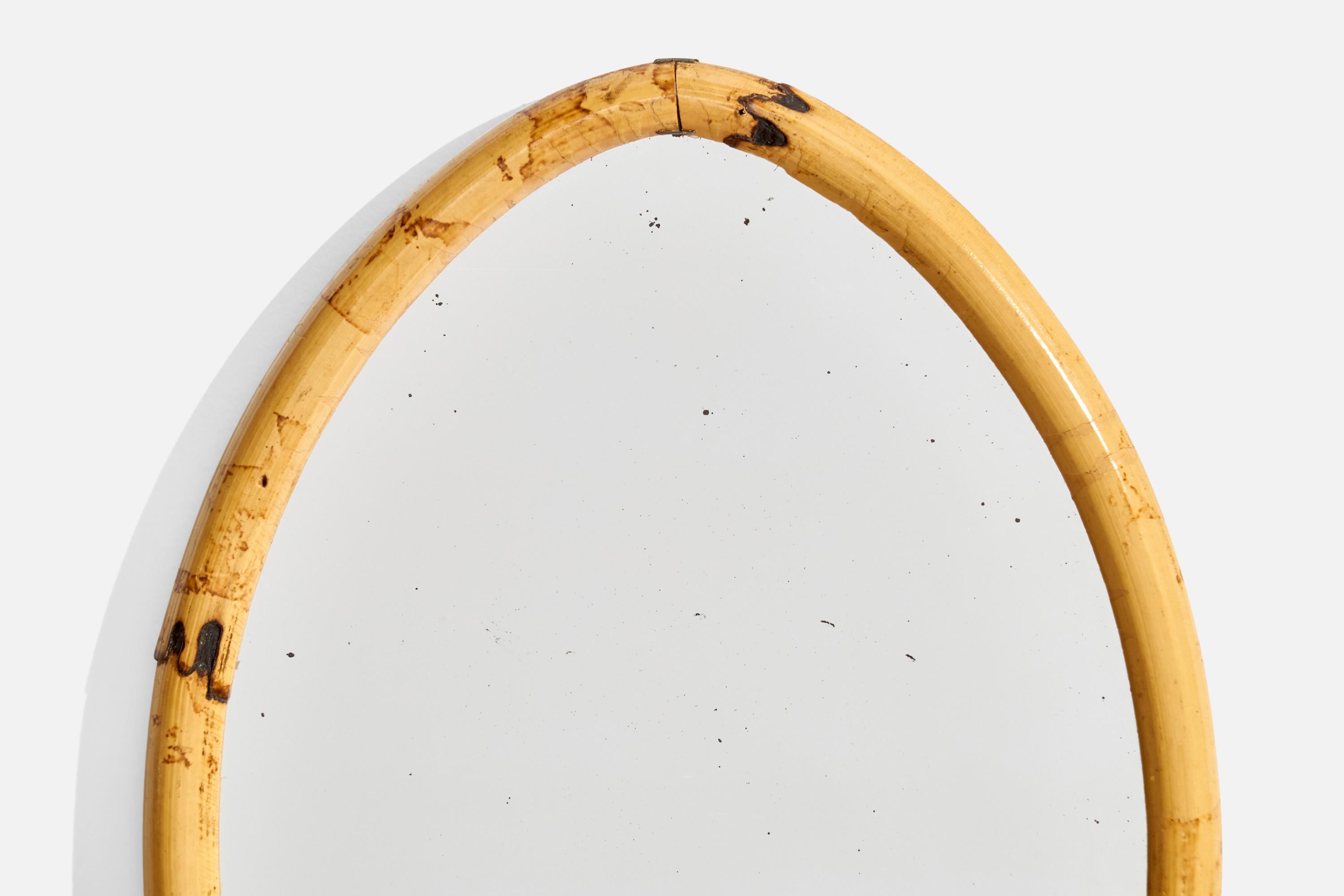 Mid-20th Century French Designer, Wall Mirror, Bamboo, France, 1950s For Sale