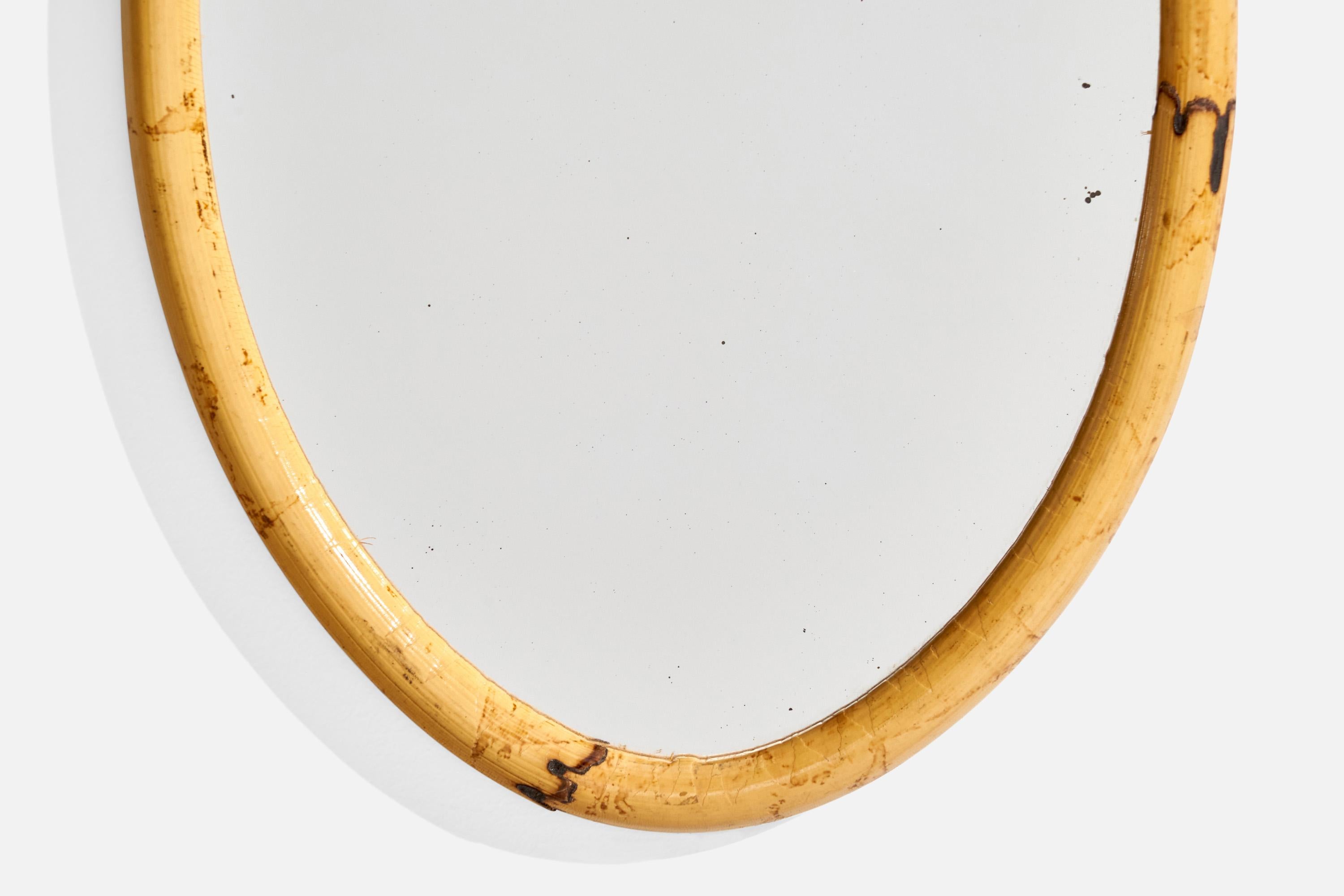 French Designer, Wall Mirror, Bamboo, France, 1950s For Sale 1