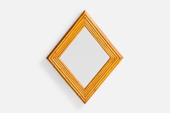 French Designer, Wall Mirror, Bamboo, France, 1960s