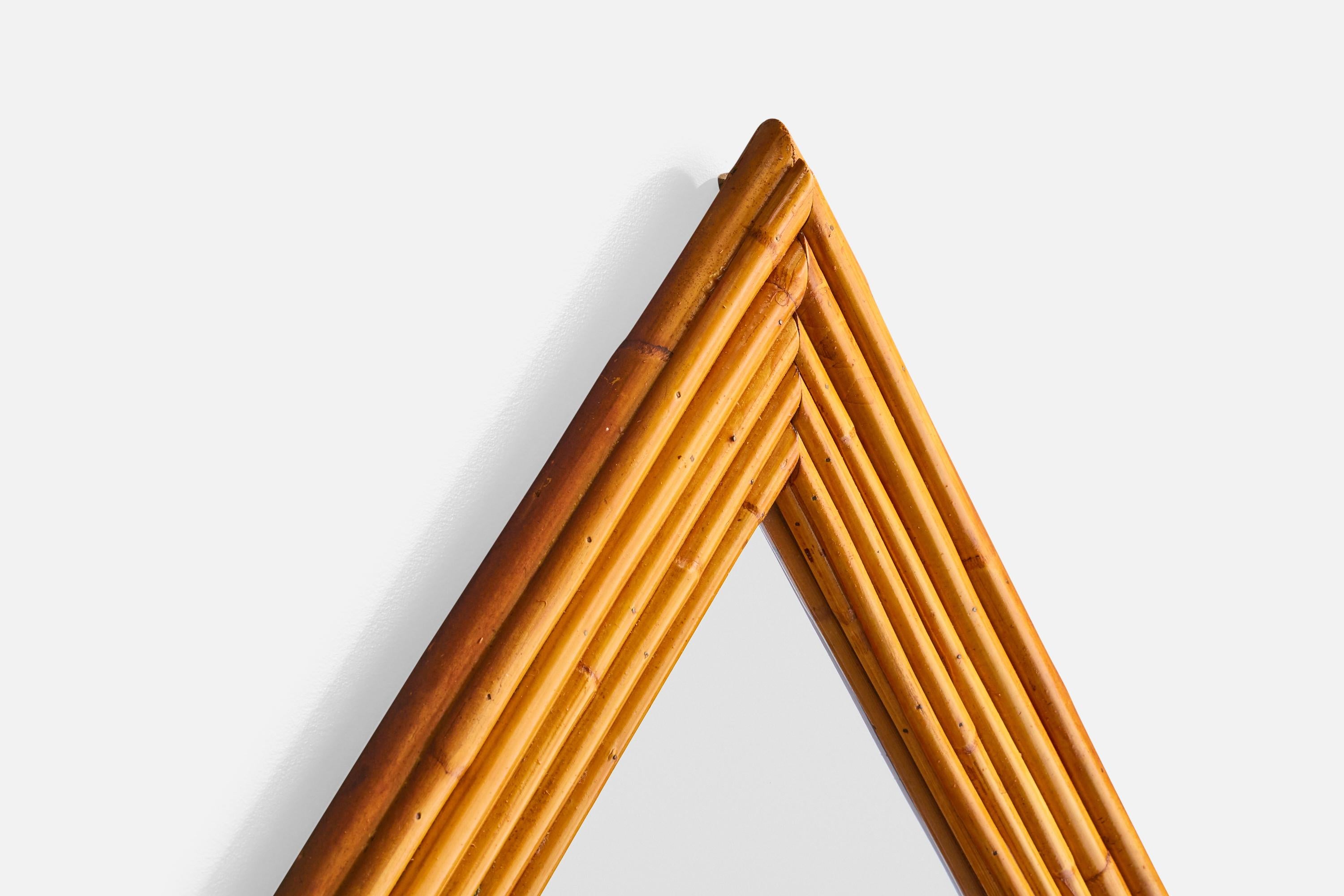 Français Designer français, miroir mural, bambou, France, années 1960 en vente