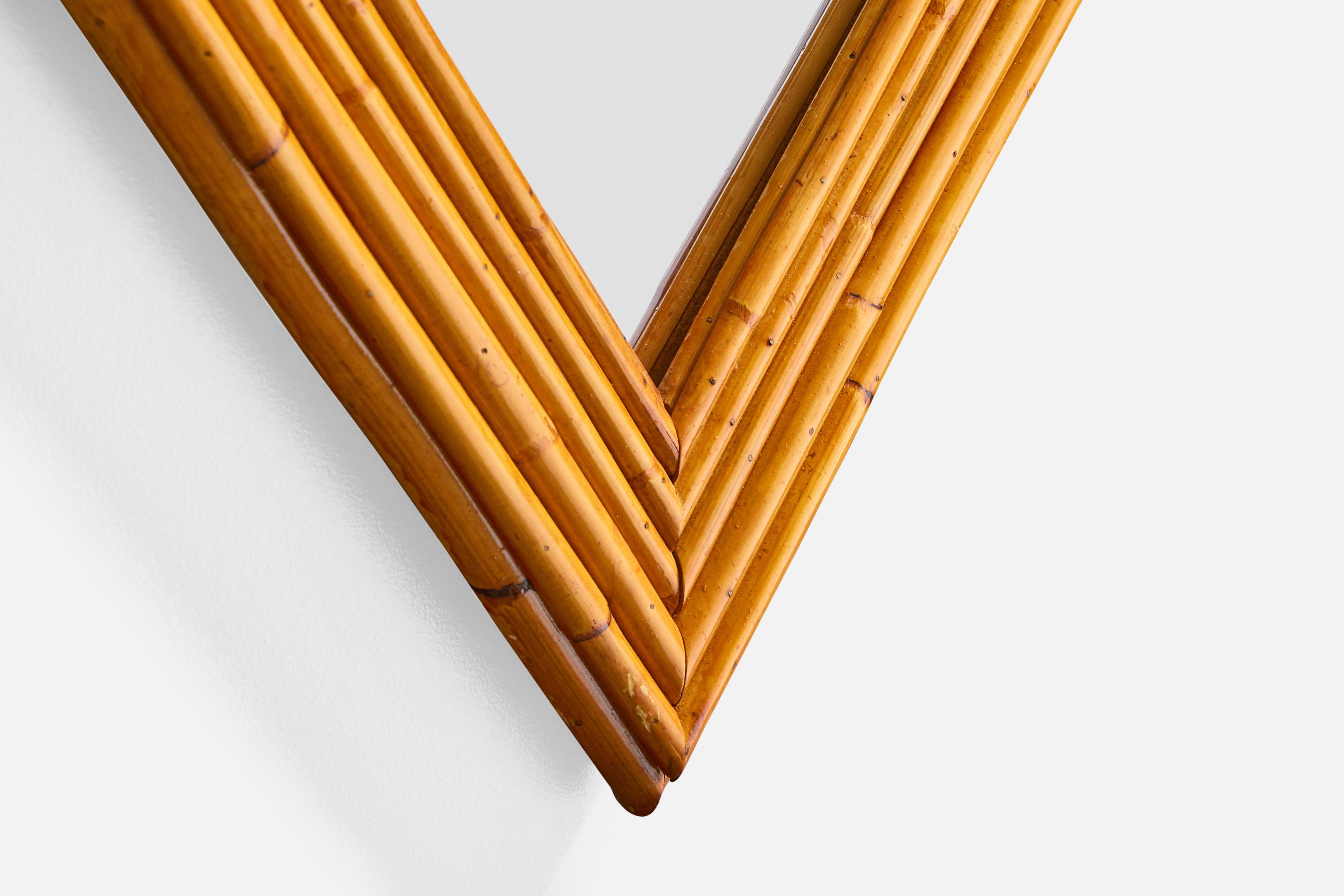 Bambou Designer français, miroir mural, bambou, France, années 1960 en vente