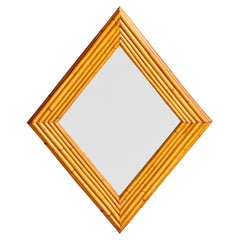 French Designer, Wall Mirror, Bamboo, France, 1960s