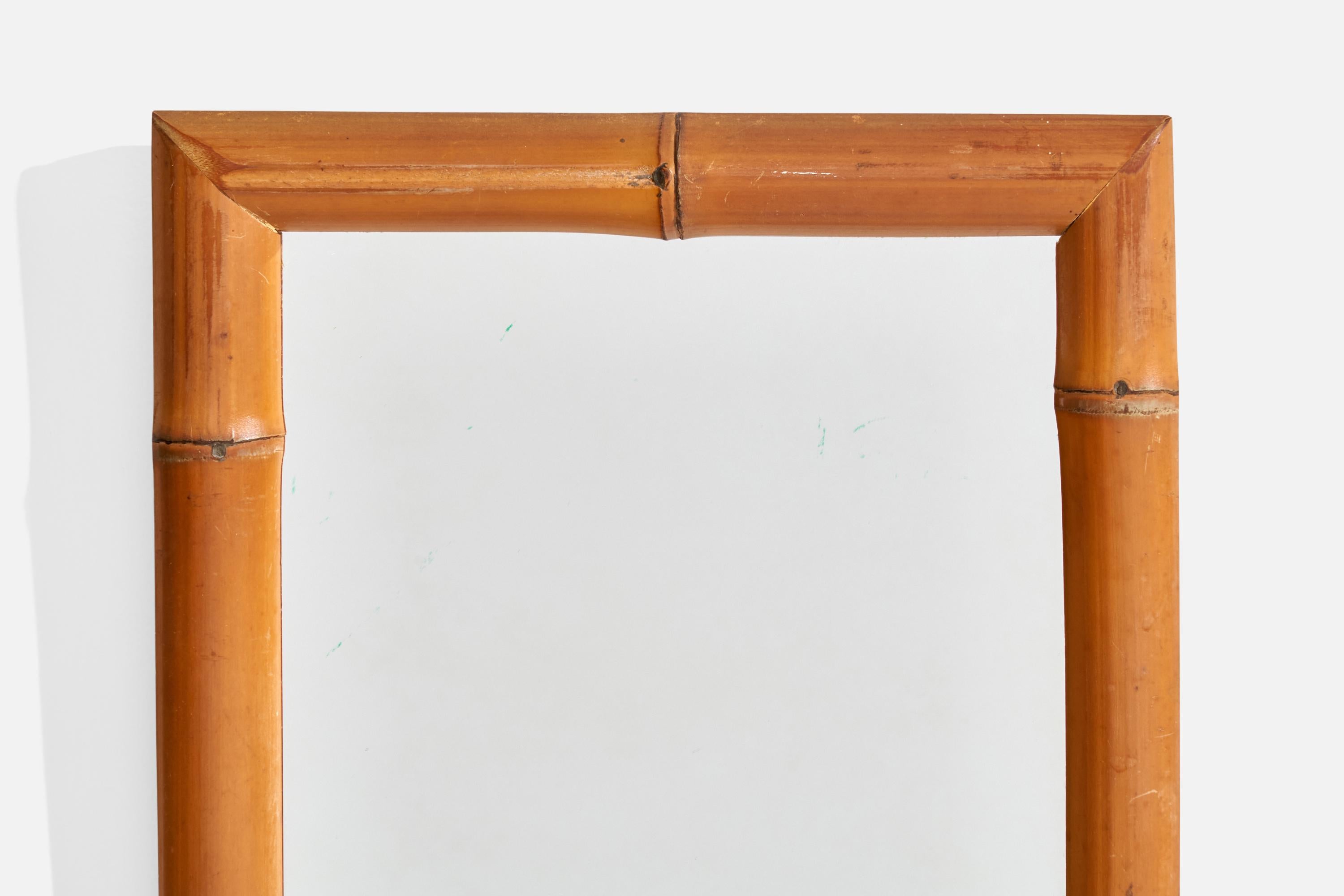 Metà XX secolo Designer francese, Specchio da parete, Bambù, Francia, c.1960 in vendita