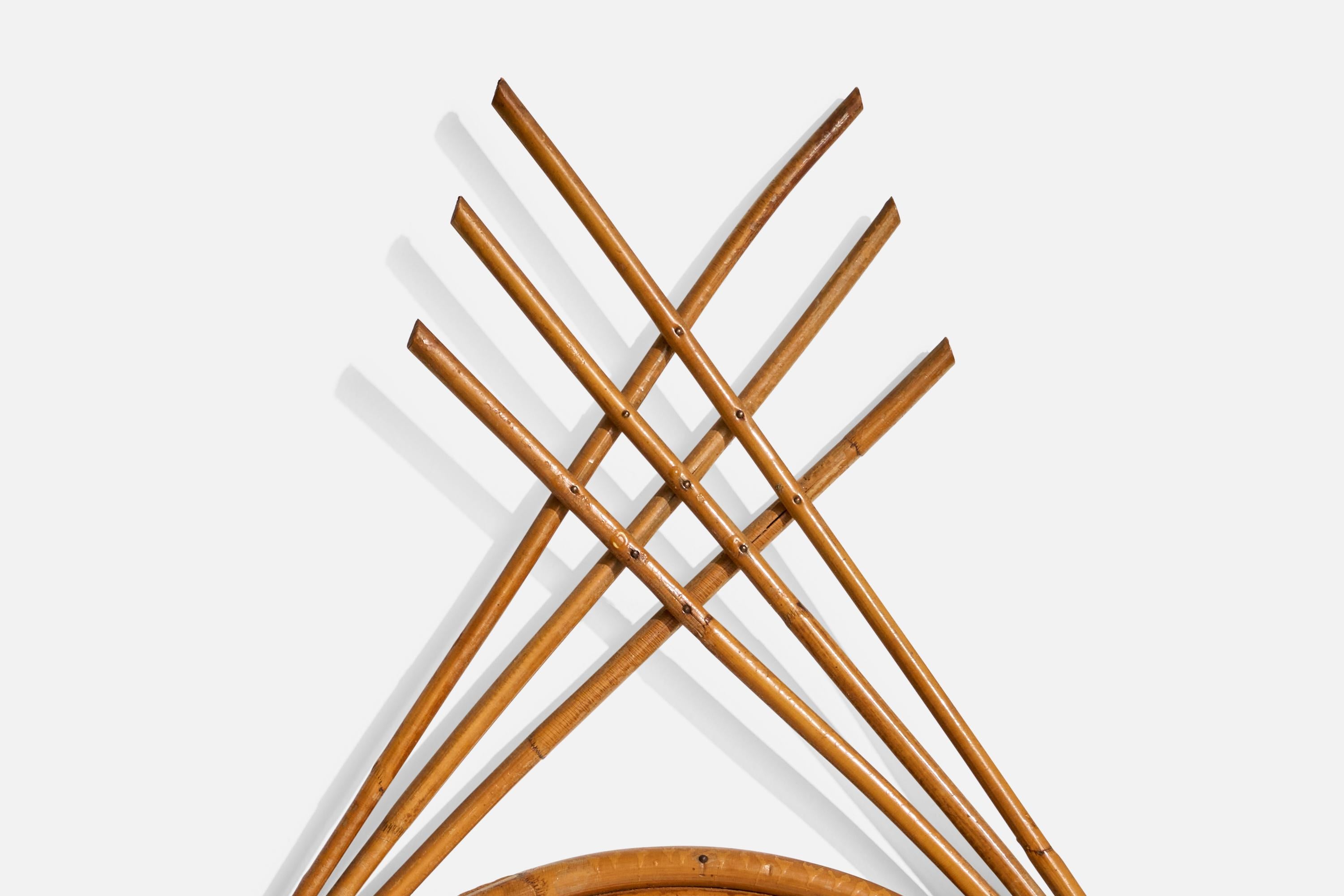 Französischer Designer, Wandspiegel, Bambus, Rattan, Frankreich, 1960er Jahre im Angebot 1