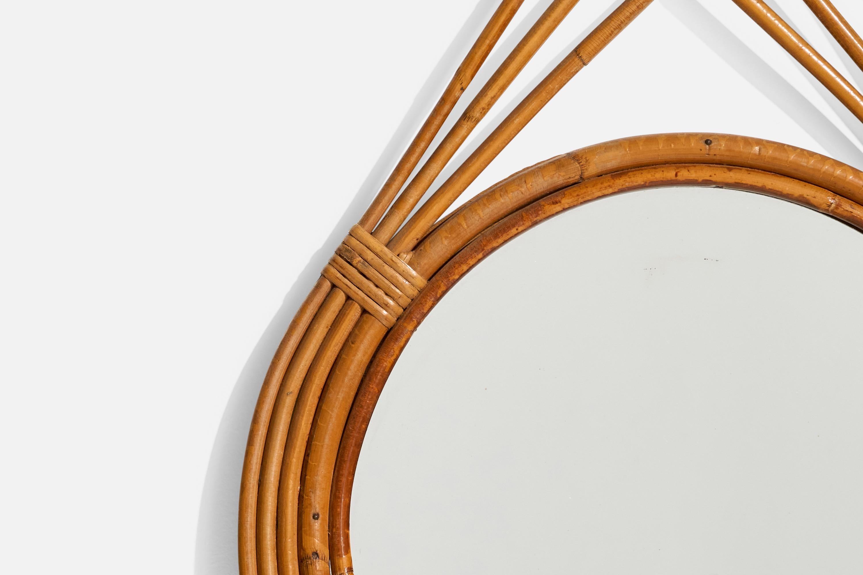 Französischer Designer, Wandspiegel, Bambus, Rattan, Frankreich, 1960er Jahre im Angebot 3