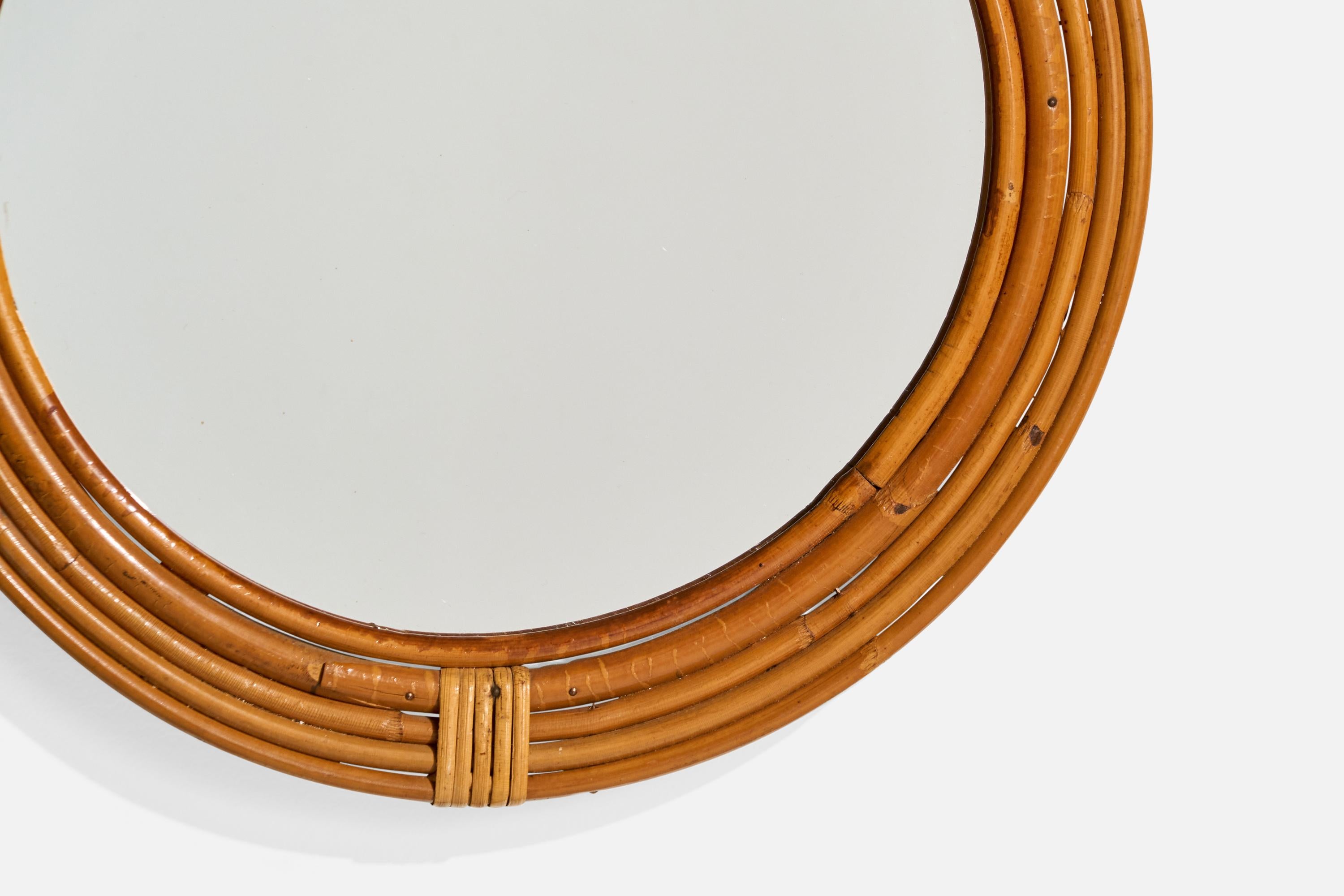 Französischer Designer, Wandspiegel, Bambus, Rattan, Frankreich, 1960er Jahre im Angebot 4