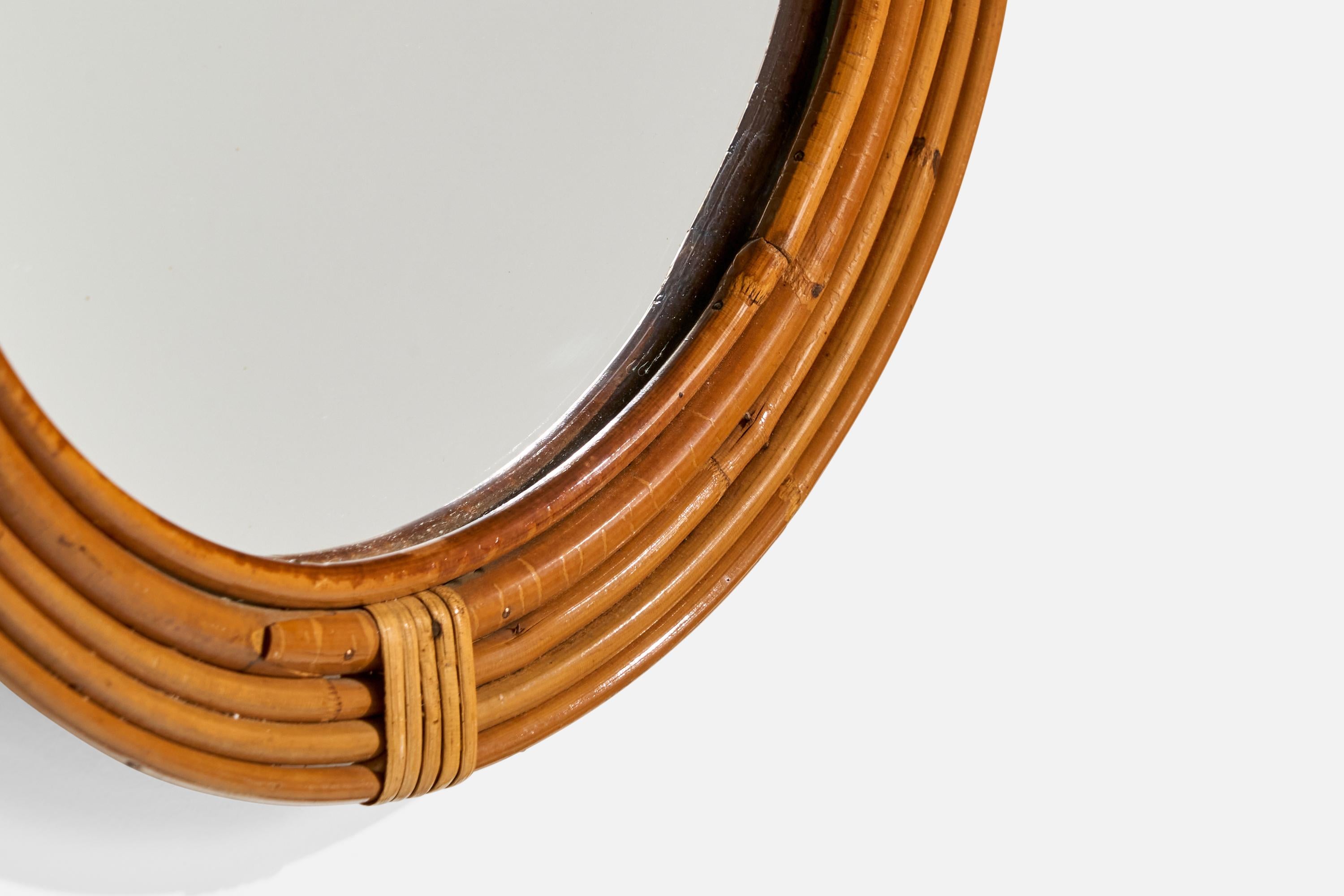 Französischer Designer, Wandspiegel, Bambus, Rattan, Frankreich, 1960er Jahre im Angebot 5