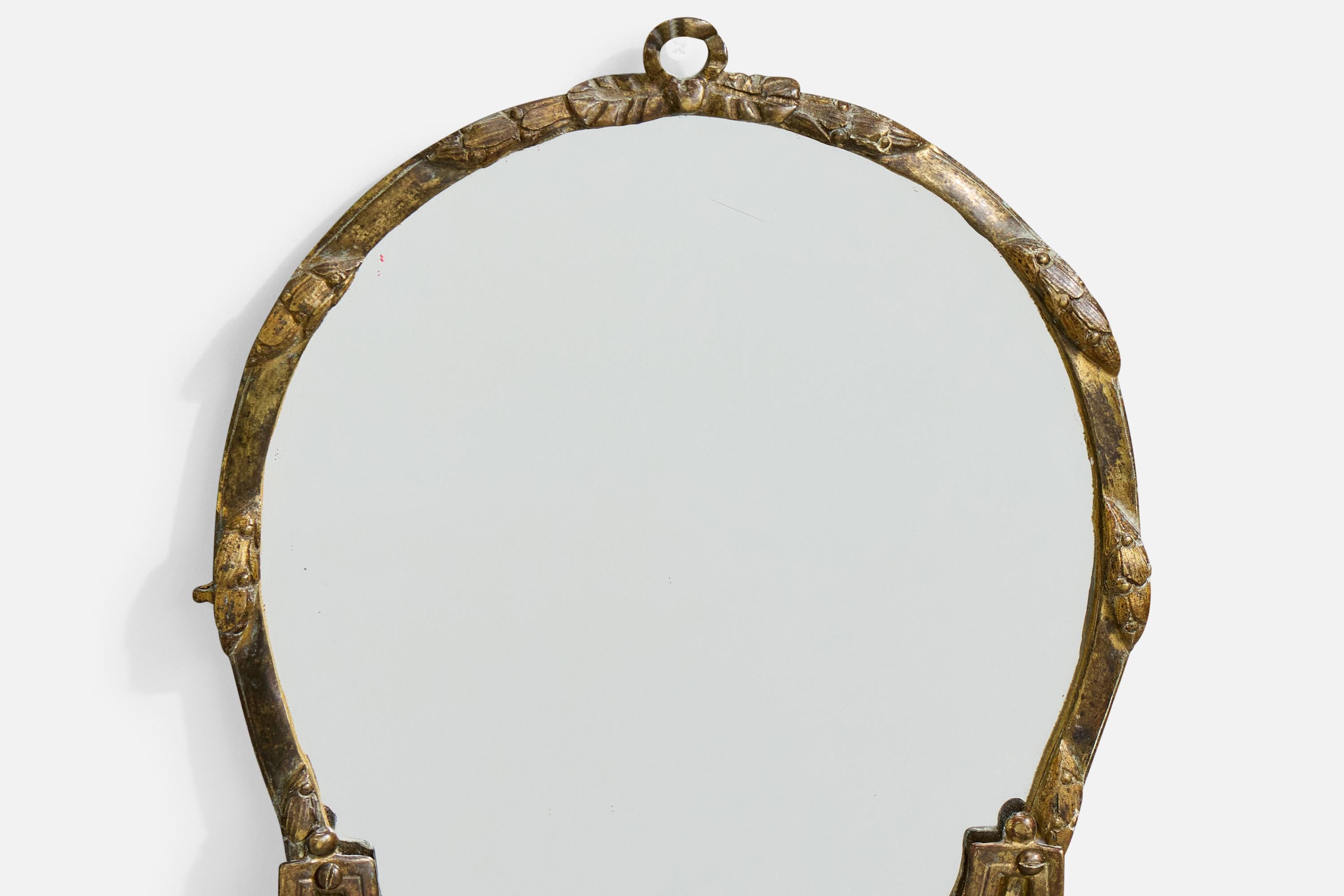 Miroir mural de designer français, laiton, France, années 1940 Bon état - En vente à High Point, NC