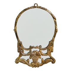 French Designer, Wall Mirror, Brass, France, 1940s