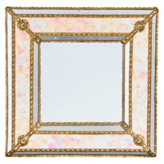 Miroir mural de designer français, laiton, France, années 1940