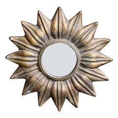 French Designer, Wall Mirror, Brass, France, 1960s
