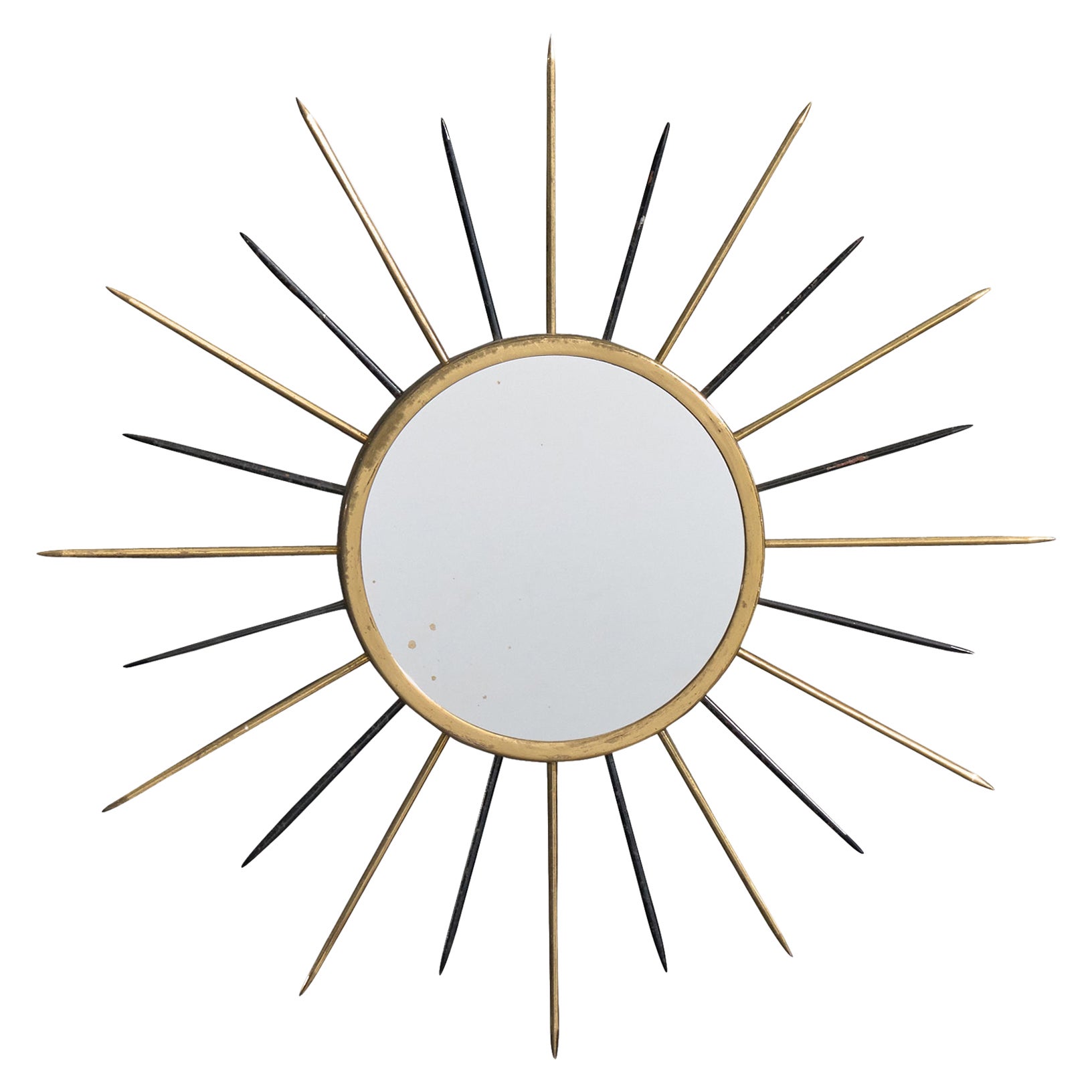 French Designer, Wall Mirror, Brass, Metal, France, 1960s