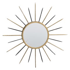 French Designer, Wall Mirror, Brass, Metal, France, 1960s