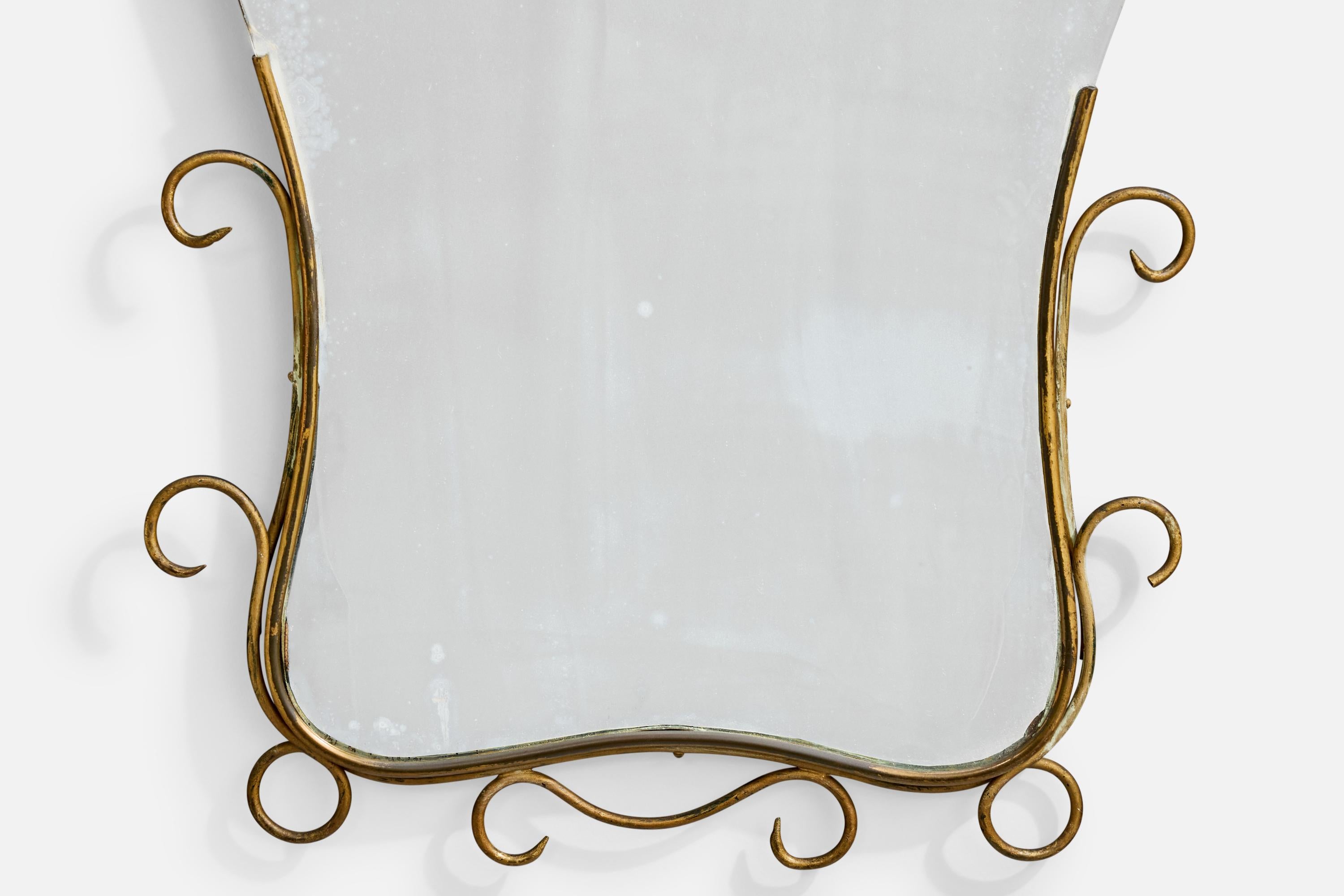 Milieu du XXe siècle Designer français, miroir mural, métal, France, années 1940 en vente