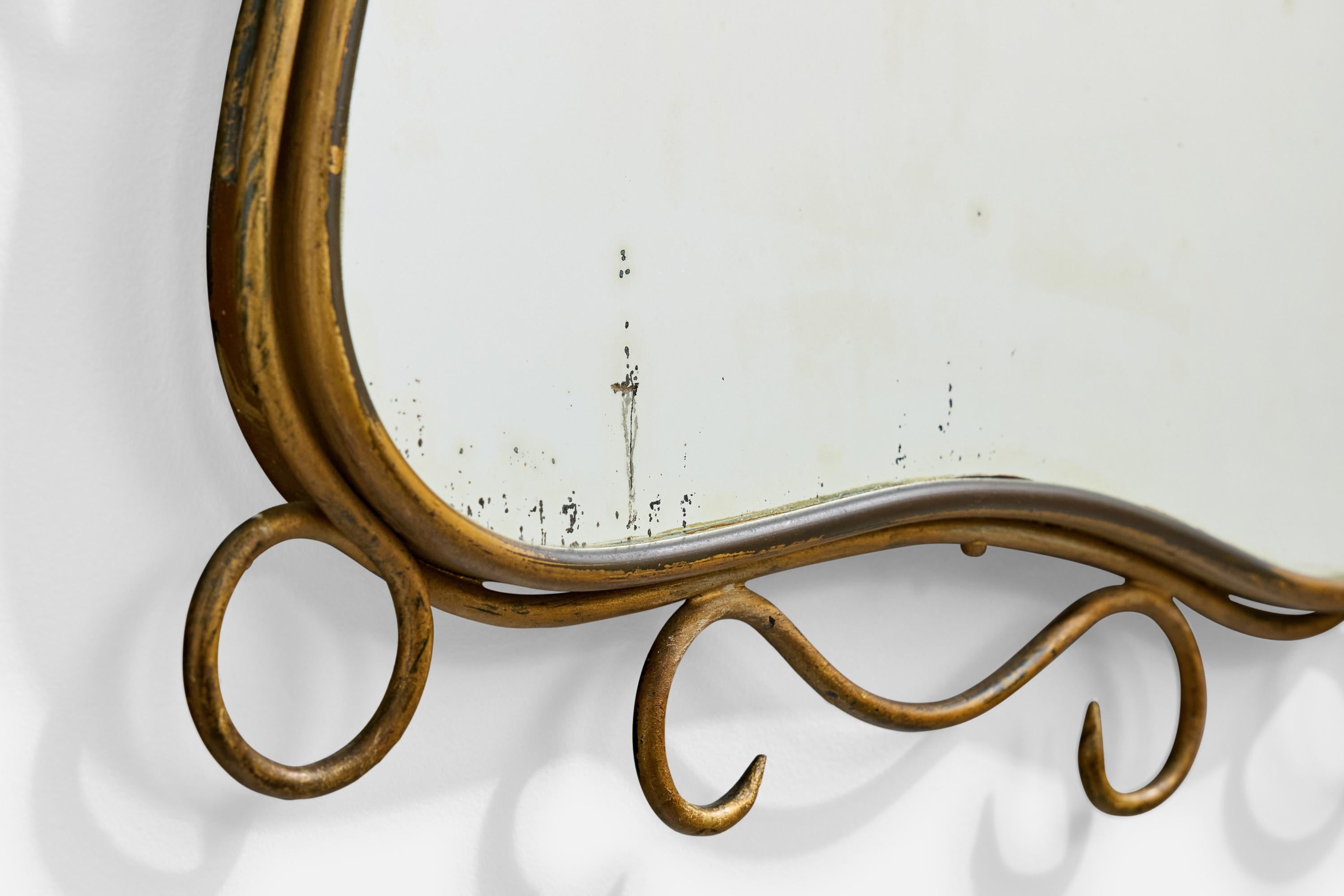 Designer français, miroir mural, métal, France, années 1940 en vente 1