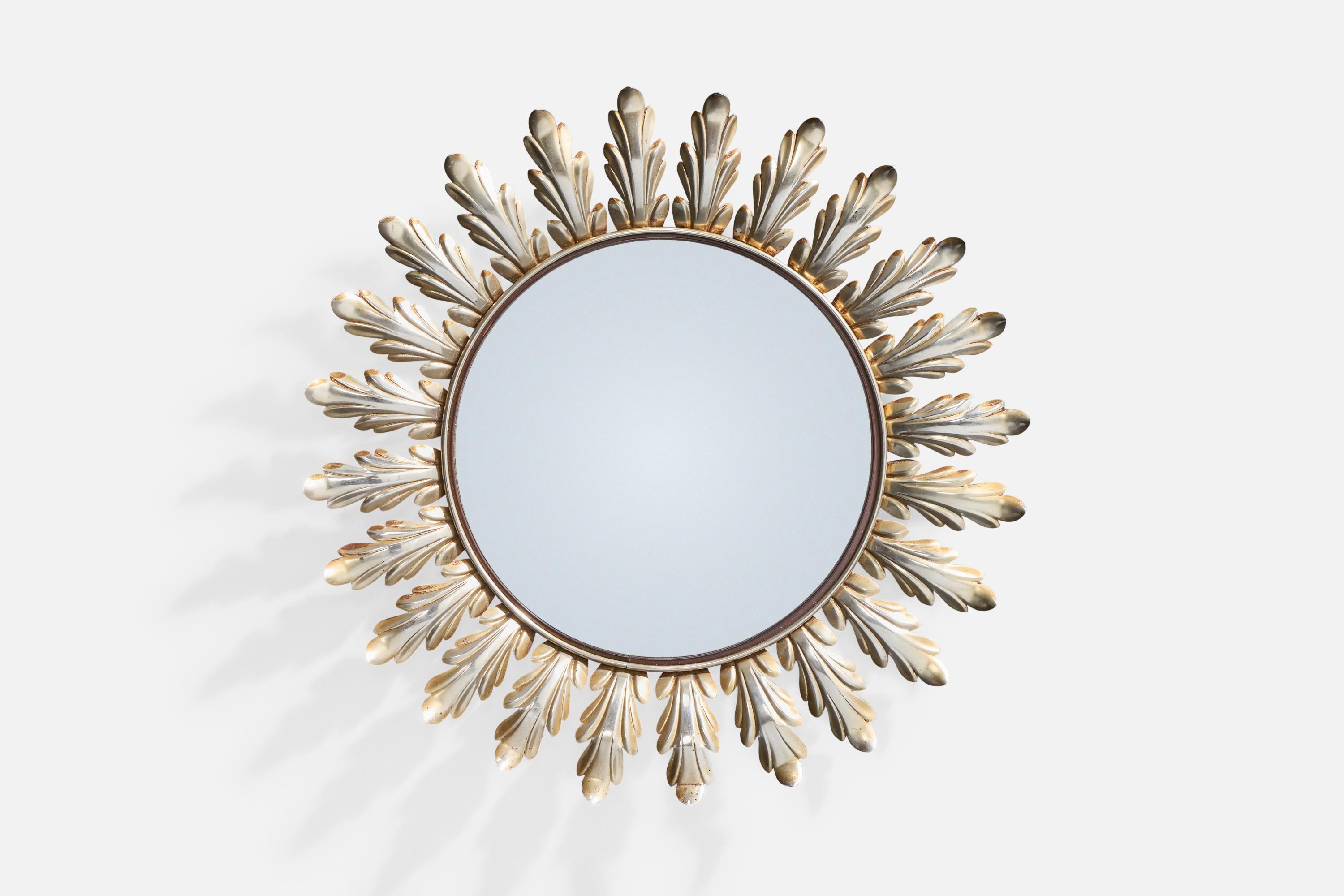 Mid-Century Modern Designer français, miroir mural, métal, France, années 1950 en vente