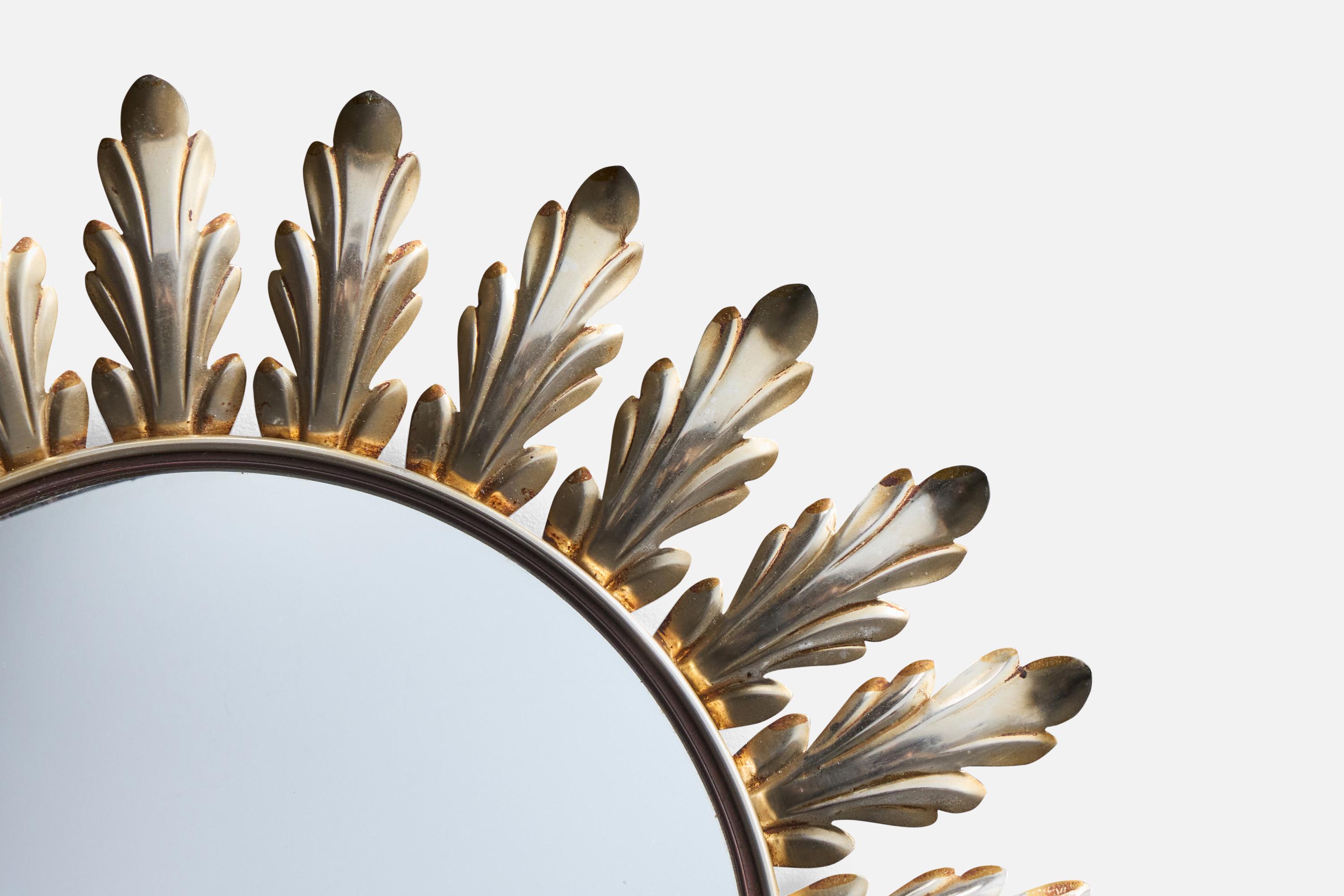 Designer français, miroir mural, métal, France, années 1950 Bon état - En vente à High Point, NC