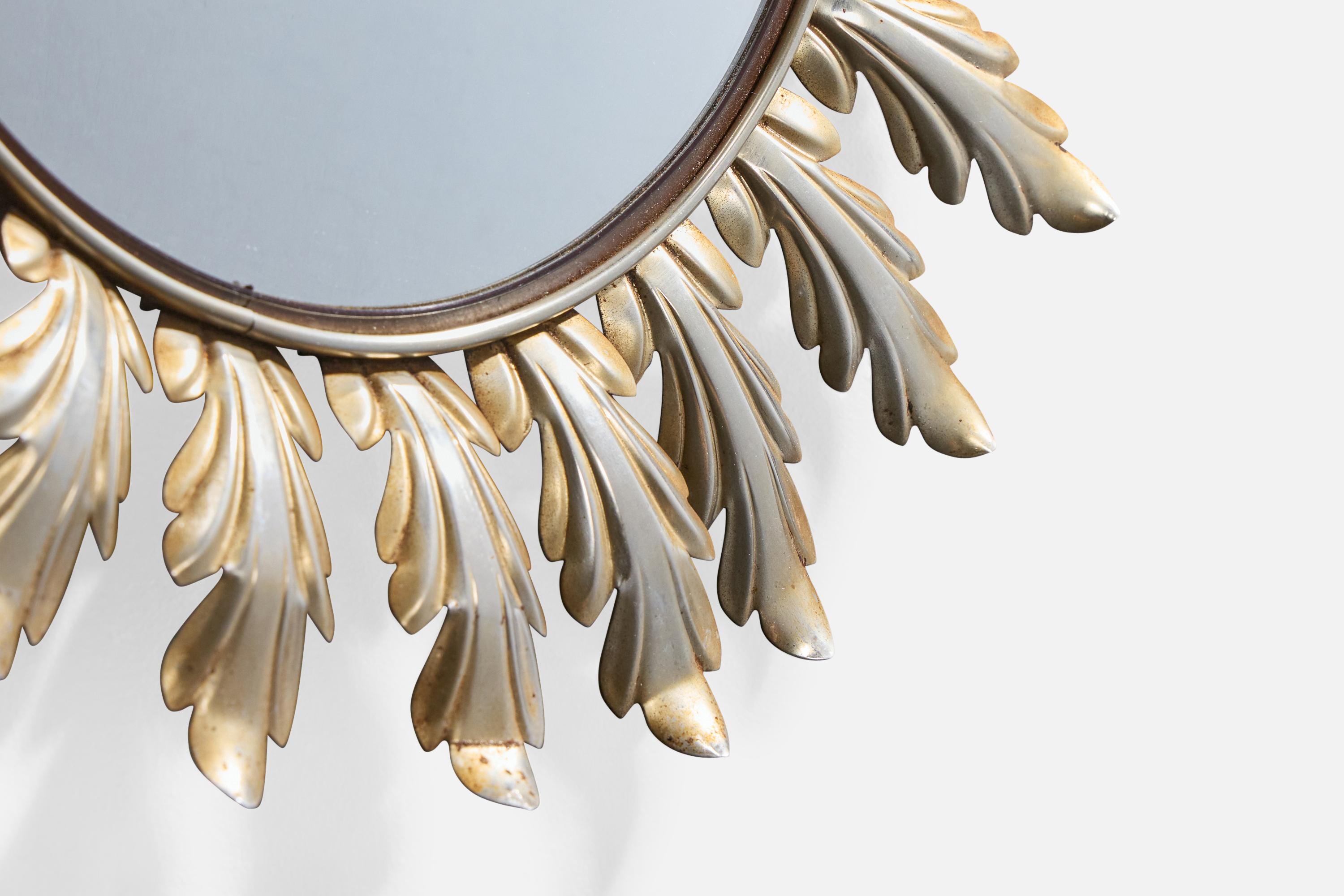 Métal Designer français, miroir mural, métal, France, années 1950 en vente