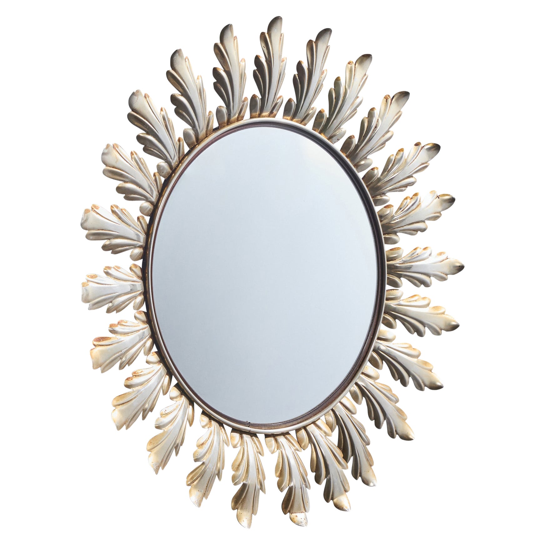 Specchio da parete di design francese, metallo, Francia, anni
1950