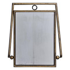 Diseñador francés, Espejo de pared, Metal, Francia, Años 1950