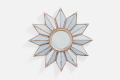 Französischer Designer, Wandspiegel, Metall, Frankreich, 1960er Jahre