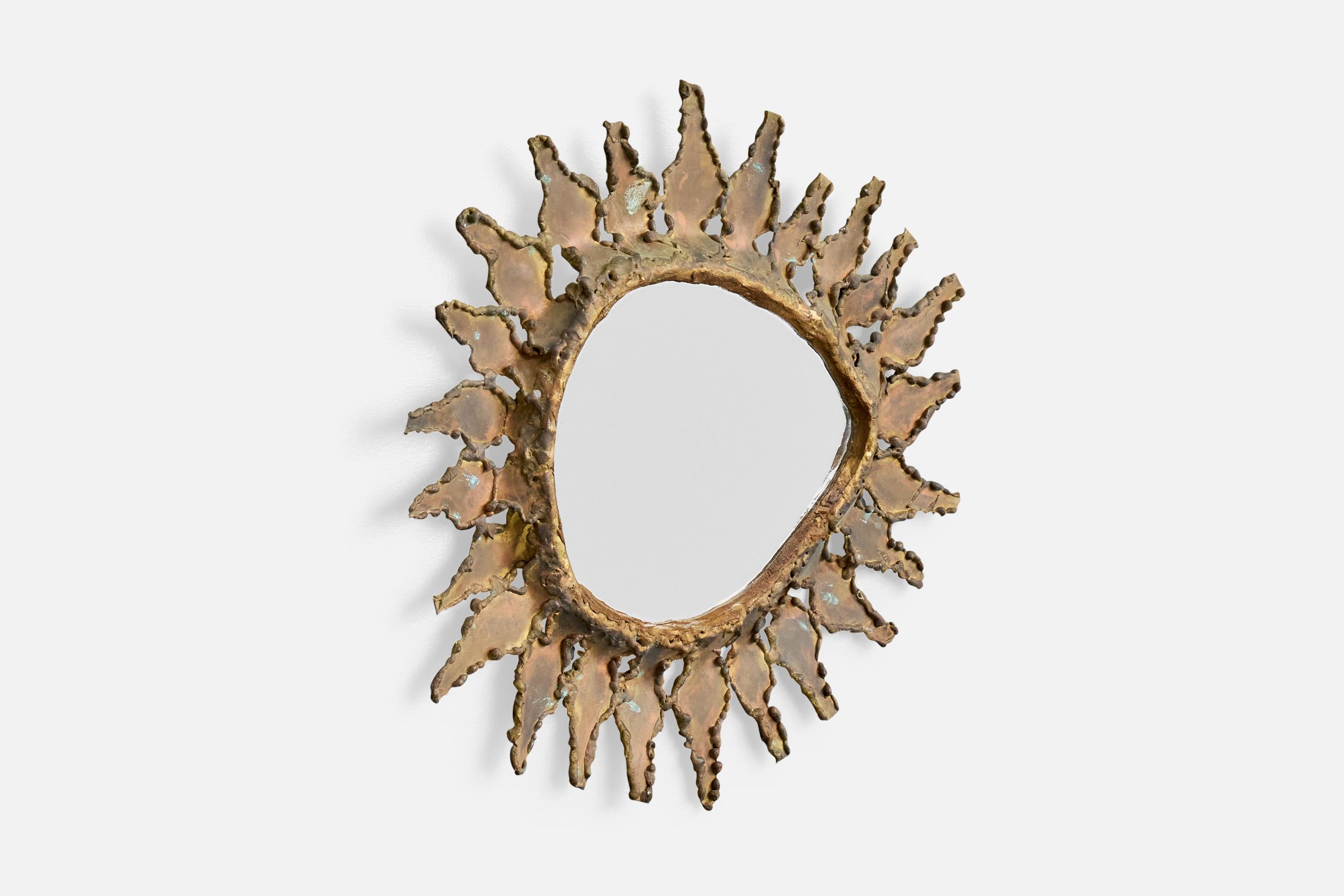 Französischer Designer, Wandspiegel, Metall, Frankreich, 1960er Jahre (Moderne der Mitte des Jahrhunderts) im Angebot