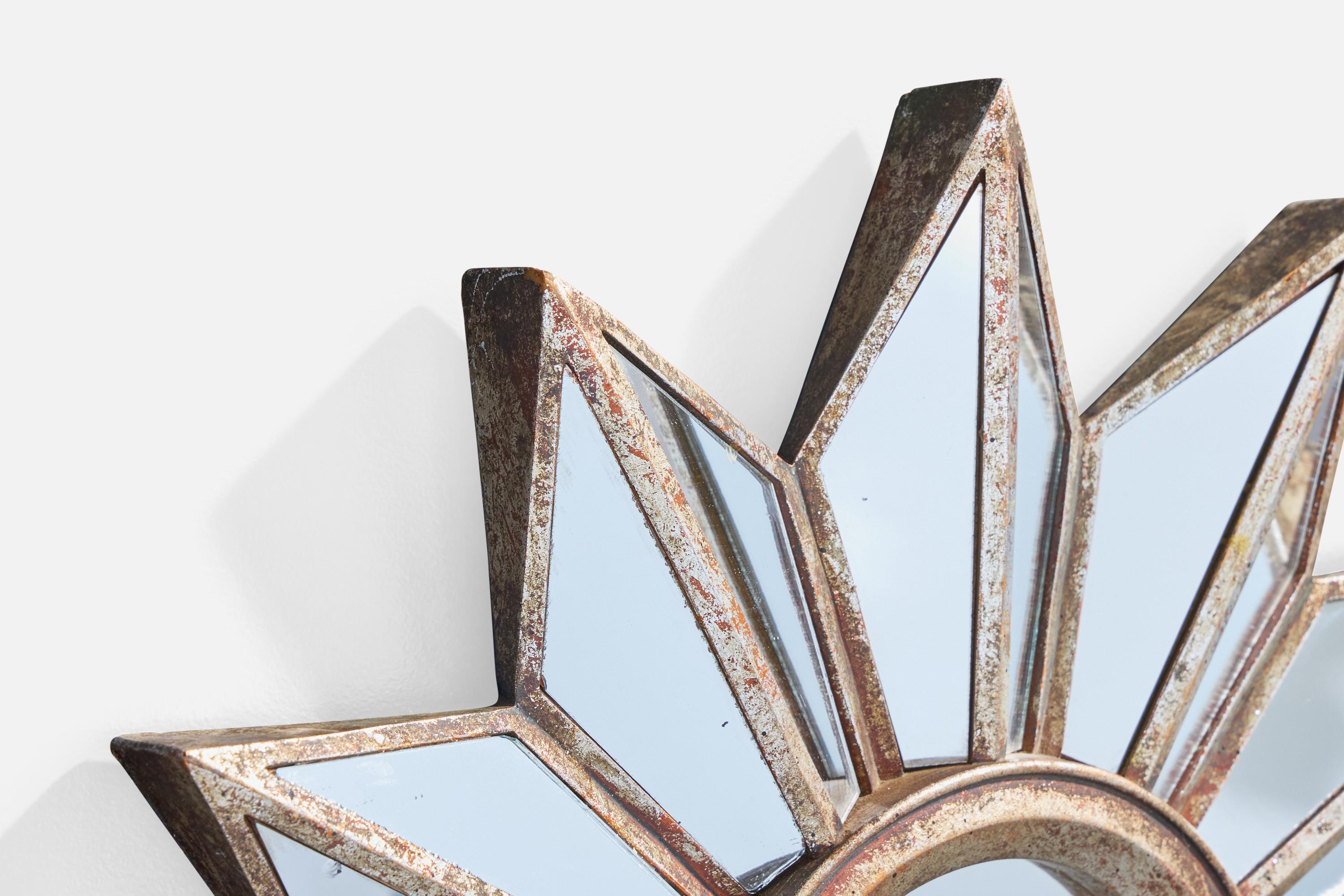 Francese Specchio da parete di design francese, metallo, Francia, anni '1960 in vendita