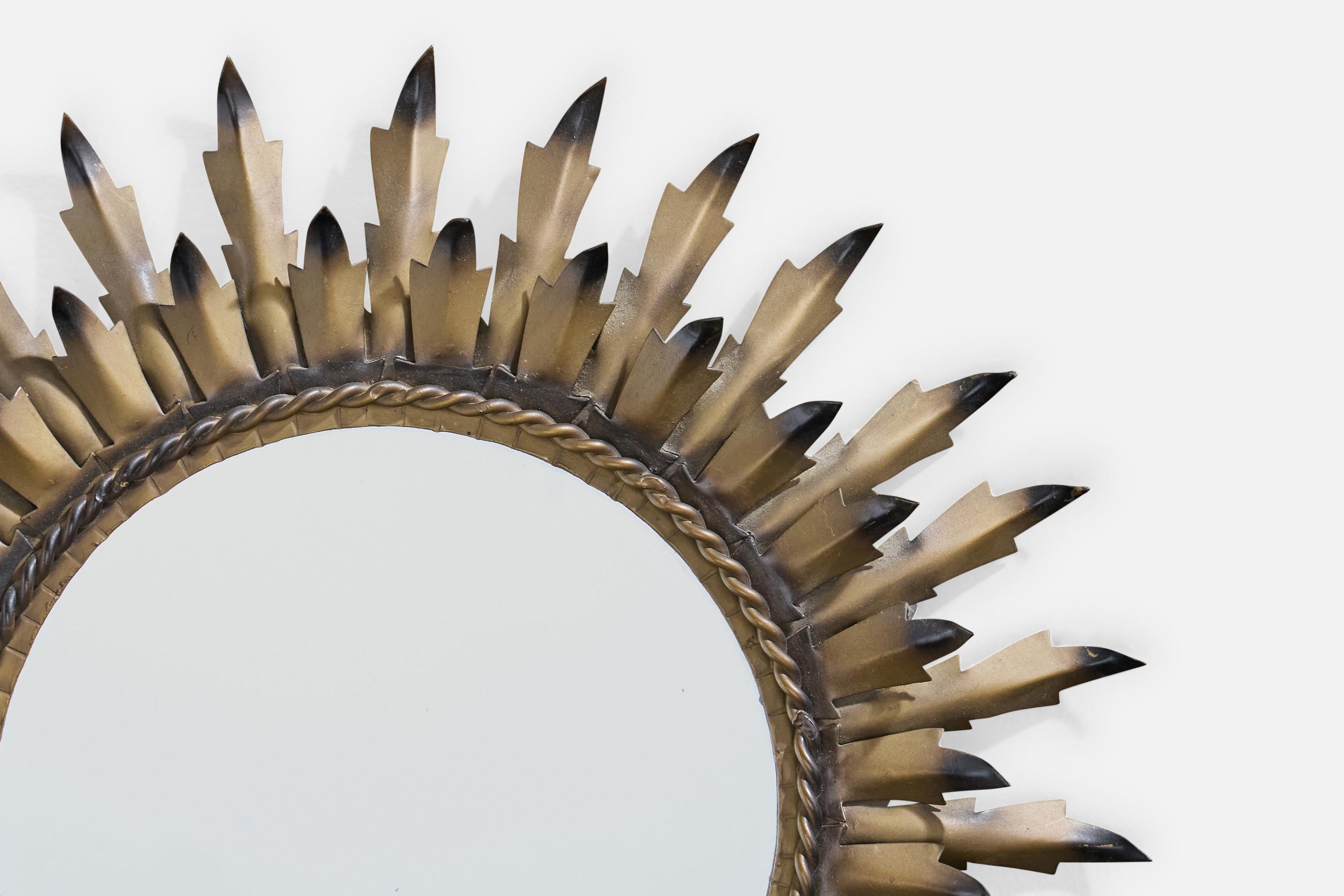 Französischer Designer, Wandspiegel, Metall, Frankreich, 1960er Jahre (Mitte des 20. Jahrhunderts) im Angebot