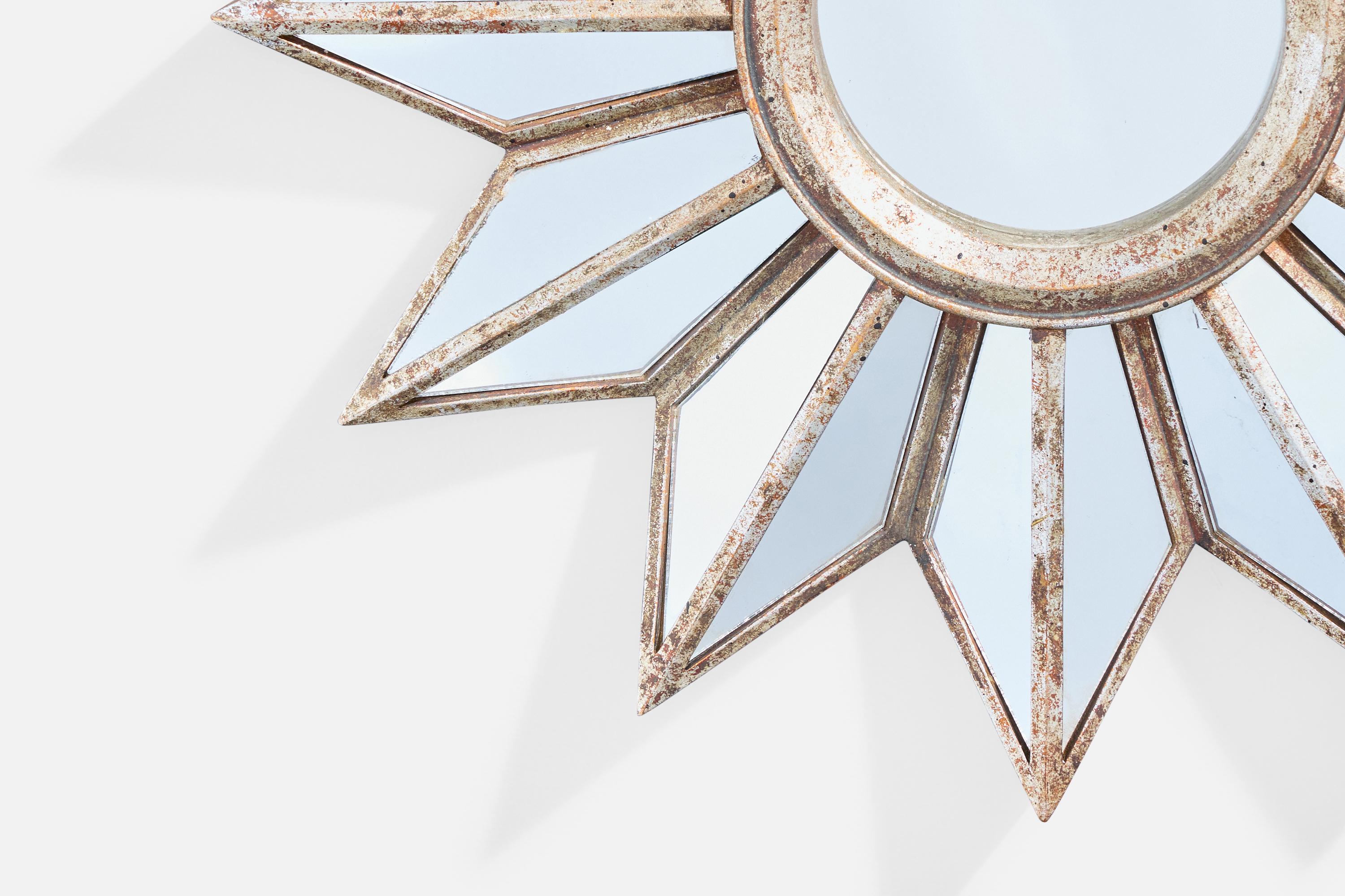 Metà XX secolo Specchio da parete di design francese, metallo, Francia, anni '1960 in vendita