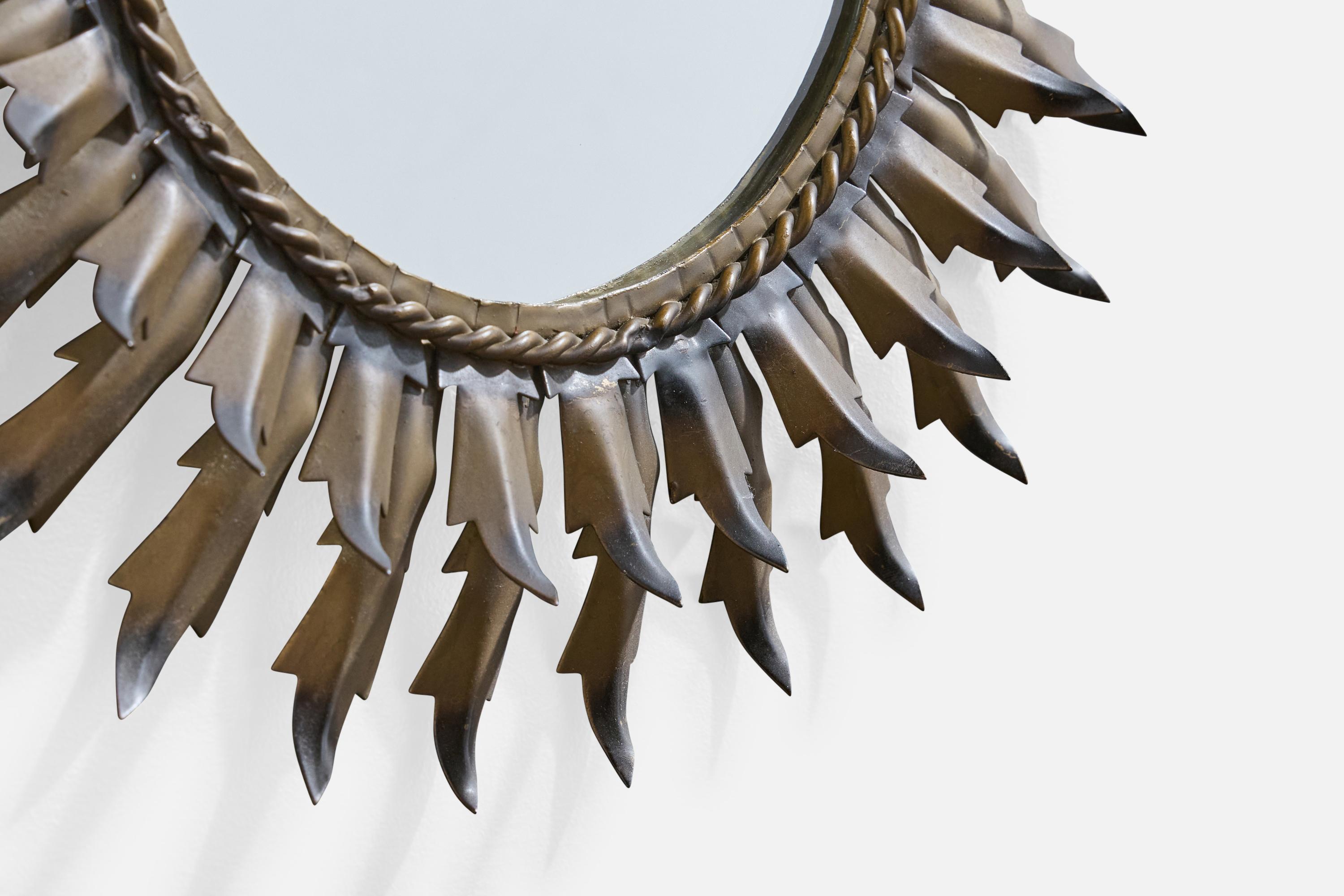 Französischer Designer, Wandspiegel, Metall, Frankreich, 1960er Jahre im Angebot 2