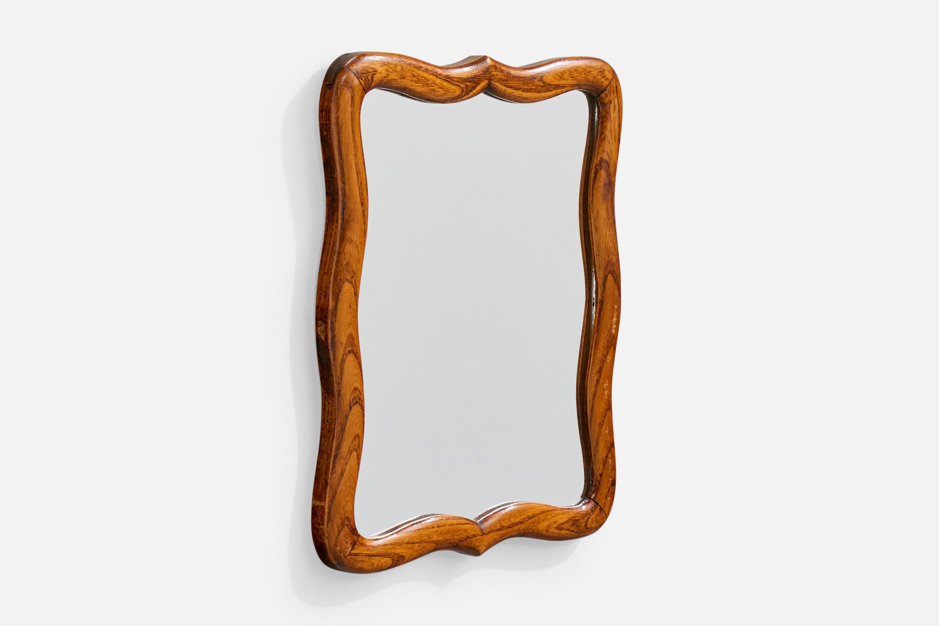 Mid-Century Modern Miroir mural de designer français, Oak Oak, France, années 1940 en vente