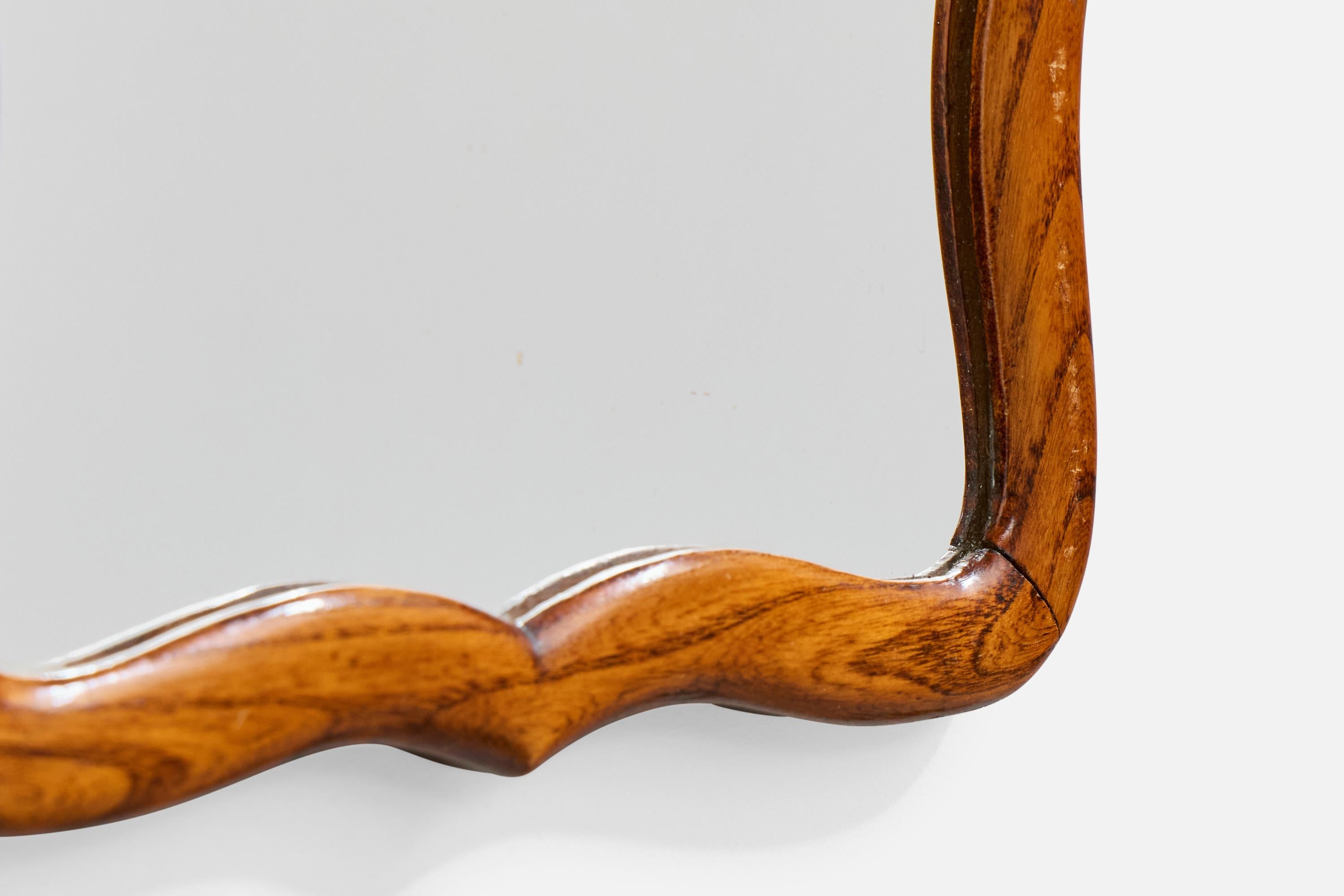 Bois Miroir mural de designer français, Oak Oak, France, années 1940 en vente