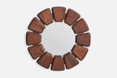 French Designer, Wall Mirror, Pine, France, 1960s