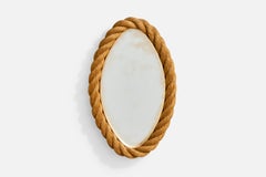 Französischer Designer, Wandspiegel, Seil, Messing, Frankreich, 1970er
