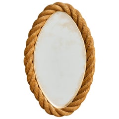 Diseñador francés, Espejo de pared, Cuerda, Latón, Francia, Años 70