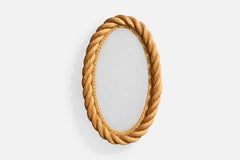 French Designer, Wall Mirror, Rope, France, 1970s