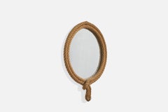 French Designer, Wall Mirror, Rope, France, 1970s