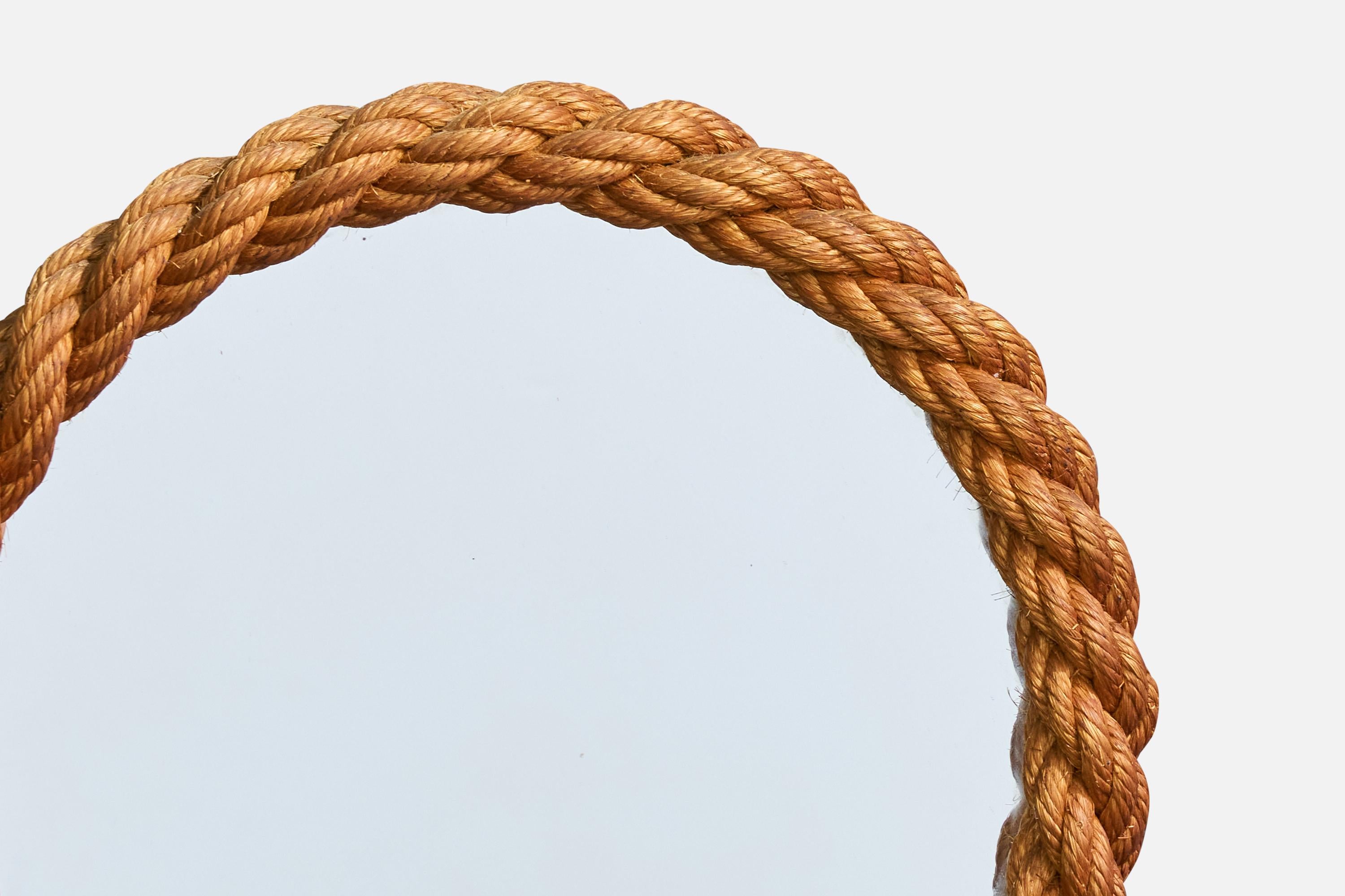 Designer français, miroir mural, corde, France, années 1970 Bon état - En vente à High Point, NC