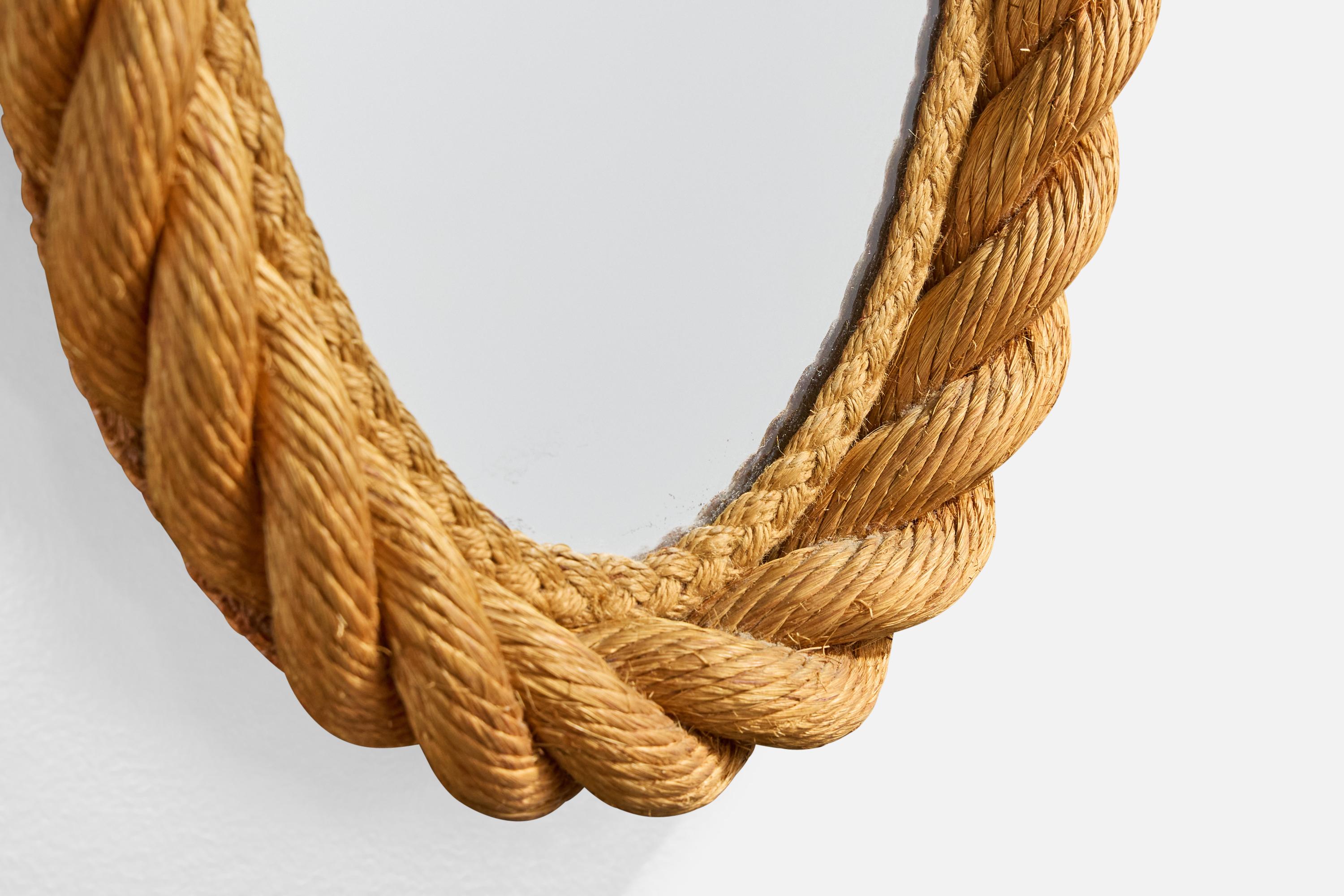 Corde Designer français, miroir mural, corde, France, années 1970