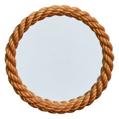 French Designer, Wall Mirror, Rope, France, 1970s