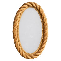 French Designer, Wall Mirror, Rope, France, 1970s