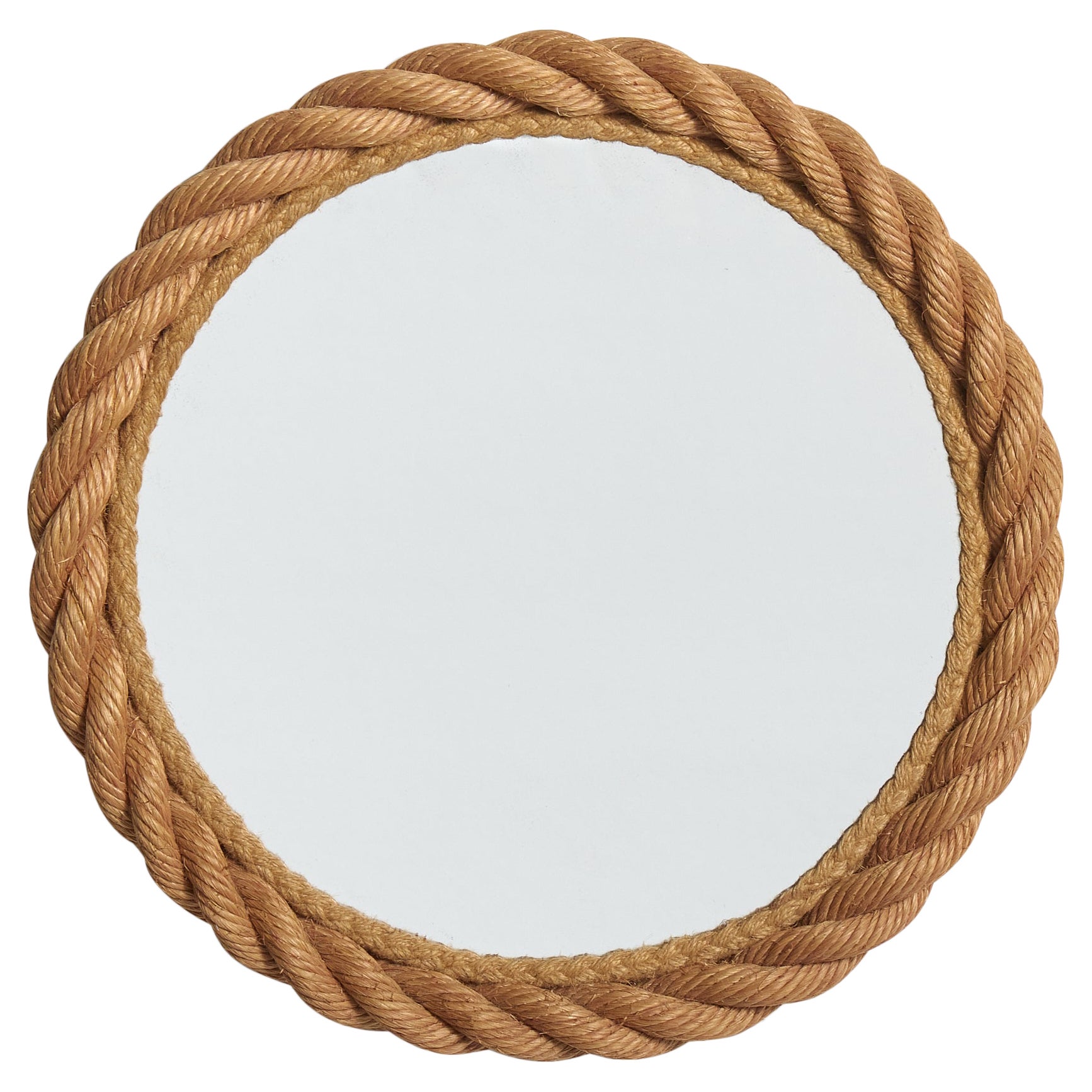 French Designer, Wall Mirror, Rope, France, 1970s