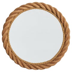 French Designer, Wall Mirror, Rope, France, 1970s