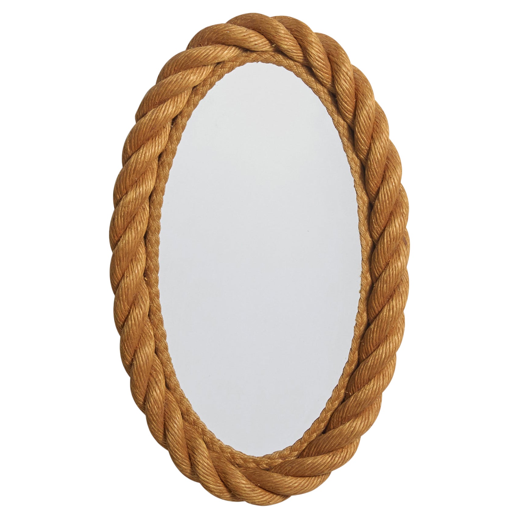 French Designer, Wall Mirror, Rope, France, 1970s