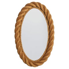 French Designer, Wall Mirror, Rope, France, 1970s