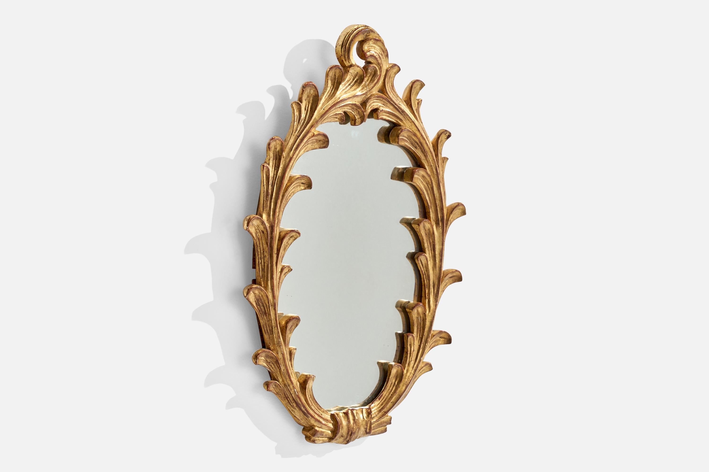 Diseñador francés, Espejo de pared, Madera, Francia, Años 30 Escandinavo moderno