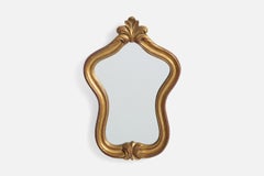 Französischer Designer, Wandspiegel, Holz, Frankreich, 1950er Jahre