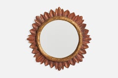 French Designer, Wall Mirror, Wood, France, 1950s