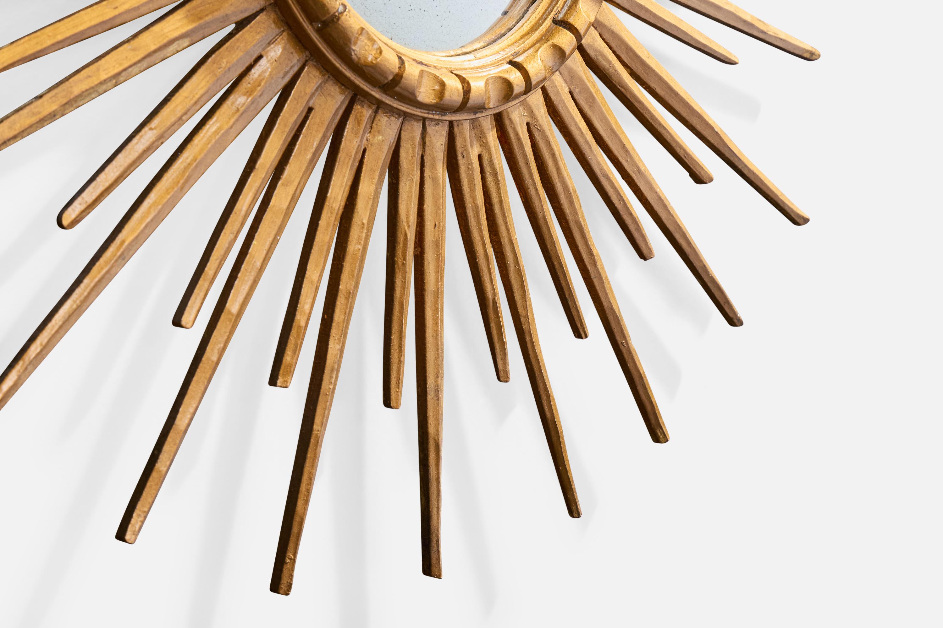 Französischer Designer, Wandspiegel, Holz, Frankreich, 1960er Jahre im Angebot 2